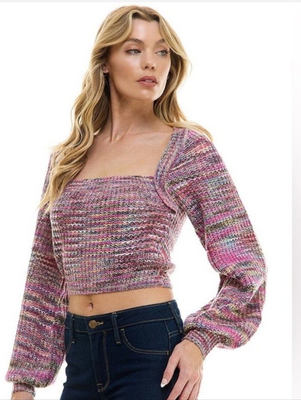 ACOA Theodora Sweater Top Multicolor Knit Women's Sweater Size Large NEW